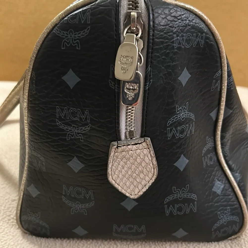 MCM Black Satchel with Pink, Yellow & Tan Accents